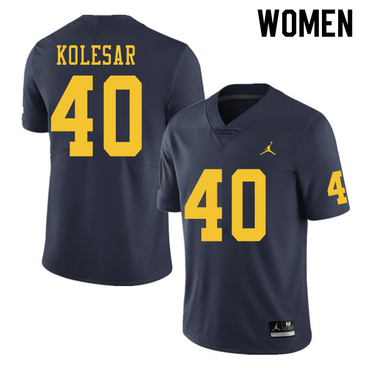 Women #40 Caden Kolesar Michigan Wolverines College Football Jerseys Sale-Navy